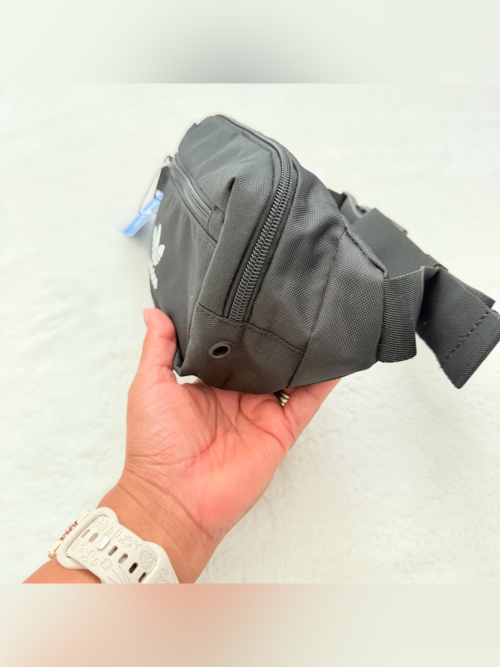 Adidas Black Waist Bag with White Trefoil Logo - Picture 3 of 13